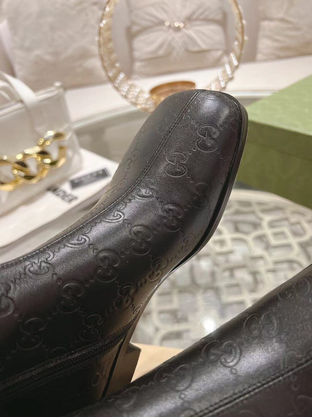 GUCCI MICRO GG DOUBLE G ANKLE BOOTS – BLACK / GOLD