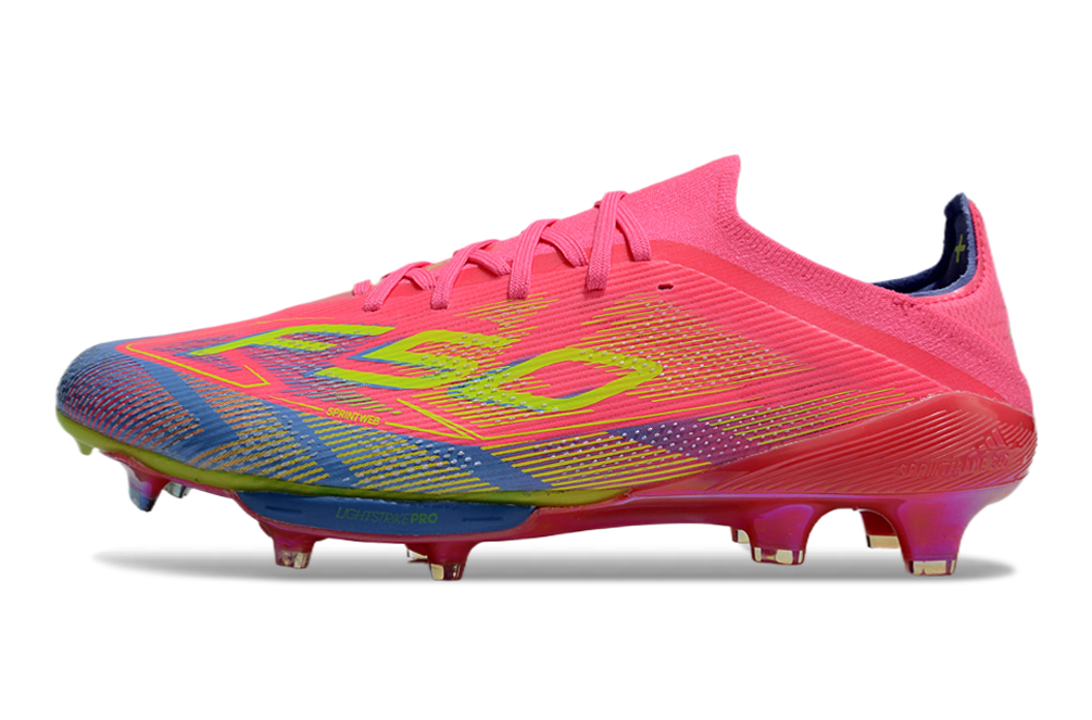 adidas F50 Elite FG — Rosa claro / Lima claro / Azul fusion