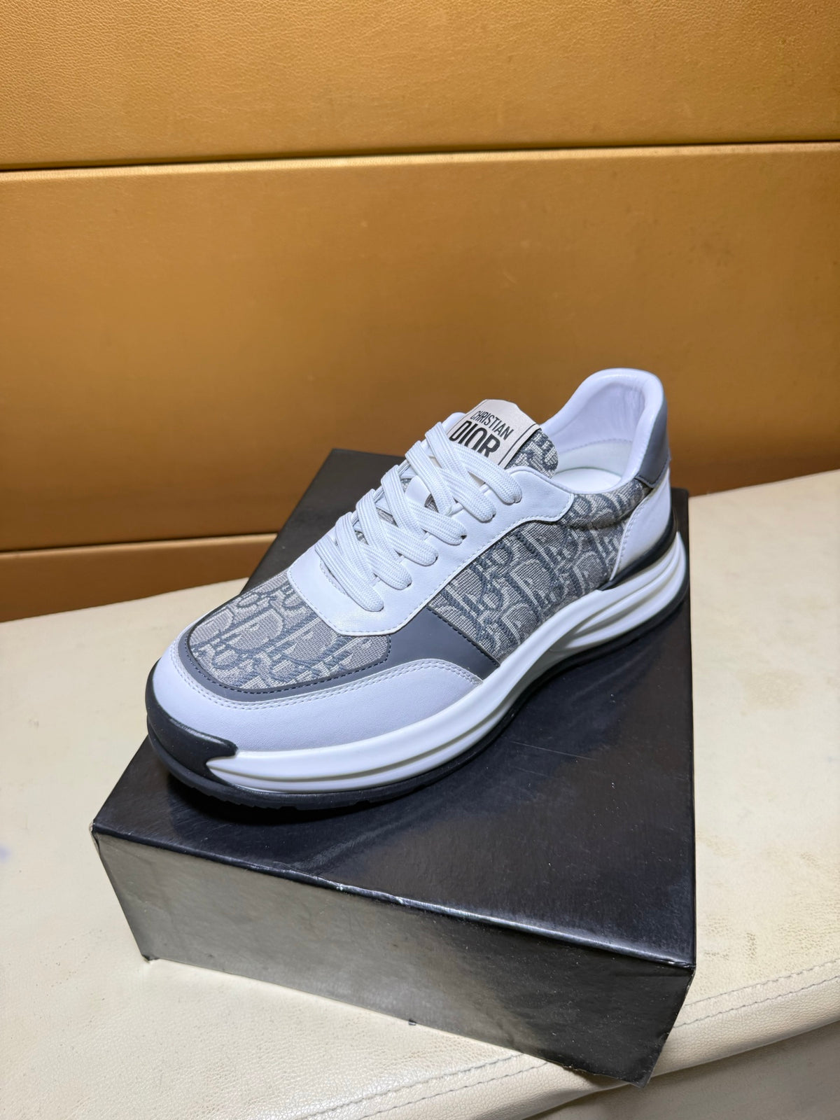 DIOR B57-STYLE OBLIQUE RUNNER – GREY / WHITE