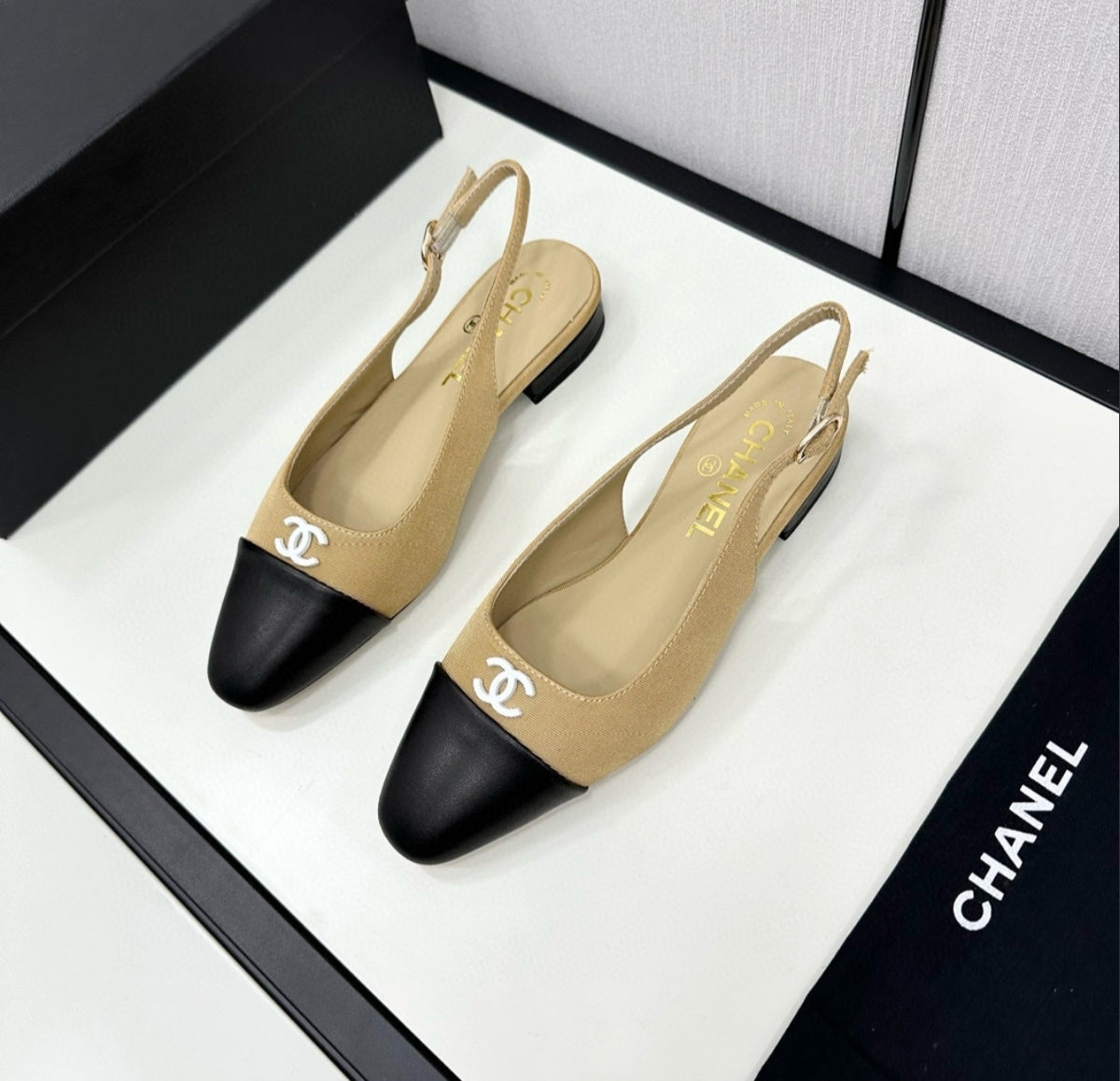 CHANEL CC Cap-Toe Slingback