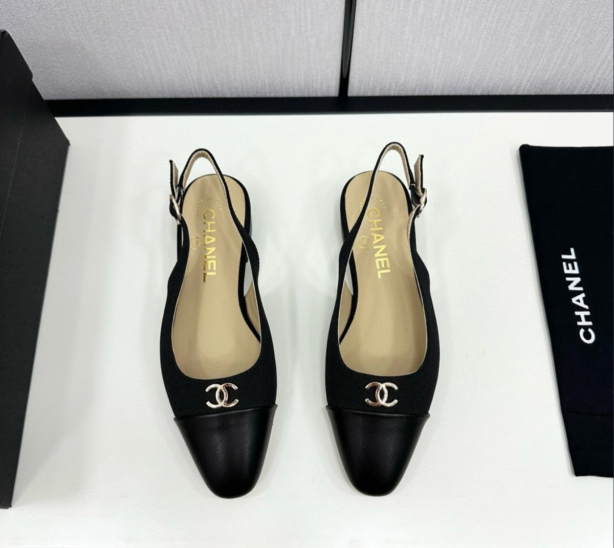 CHANEL CC Cap-Toe Slingback