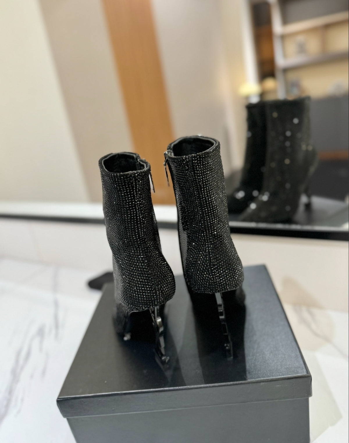 Saint Laurent Kiki Crystal-Embellished Ankle Boots