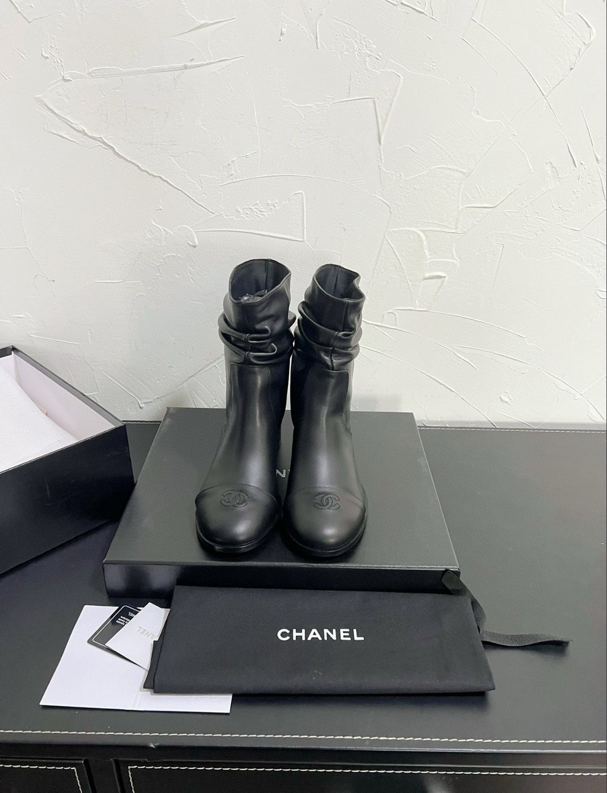 CHANEL CC SLOUCH ANKLE BOOTS – BLACK