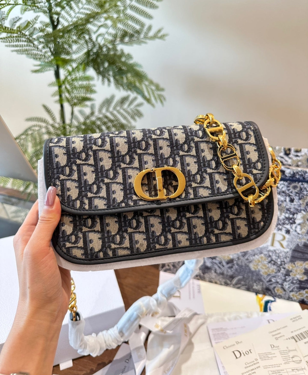 DIOR 30 MONTAIGNE CHAIN BAG – BLUE DIOR OBLIQUE