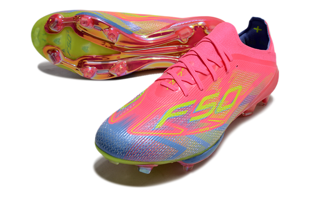 adidas F50 Elite FG — Rosa claro / Lima claro / Azul fusion
