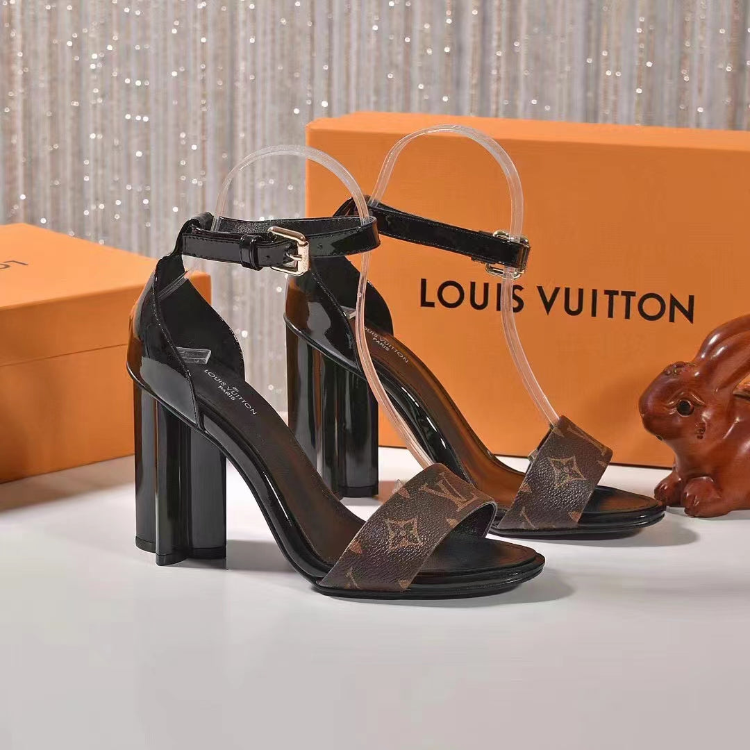 LOUIS VUITTON MONOGRAM BLOCK-HEEL SANDALS