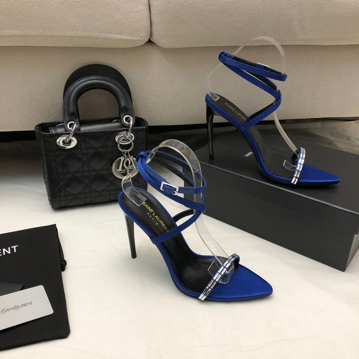 SAINT LAURENT Crystal Strappy Sandals