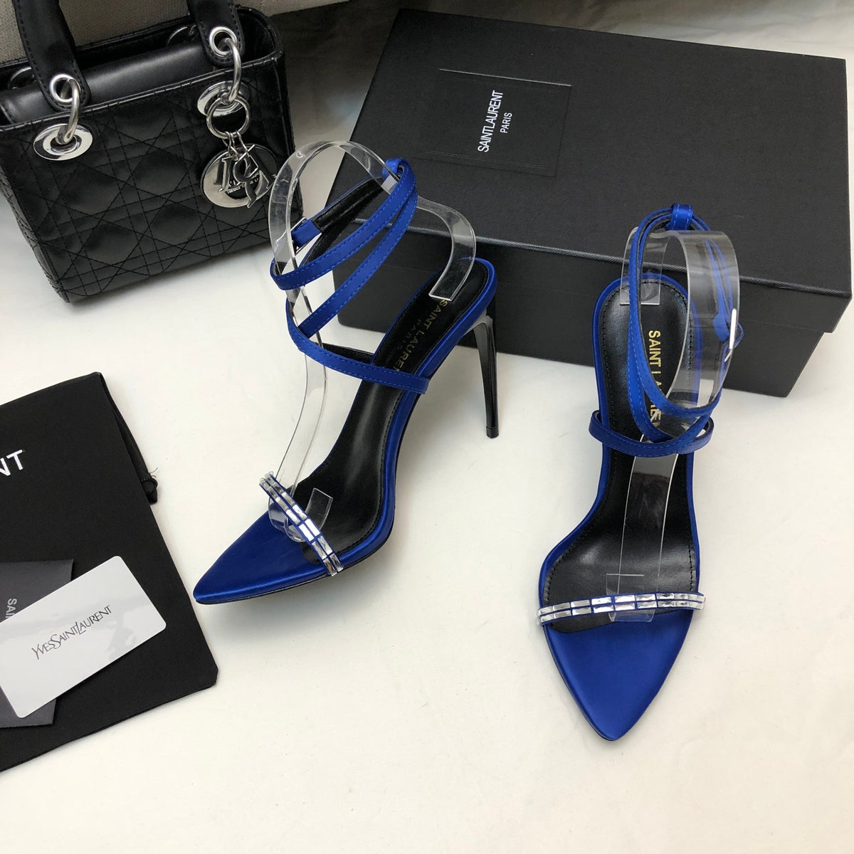 SAINT LAURENT Crystal Strappy Sandals