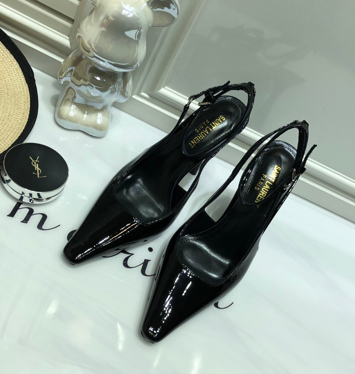 SAINT LAURENT PATENT LEATHER SLINGBACK PUMPS