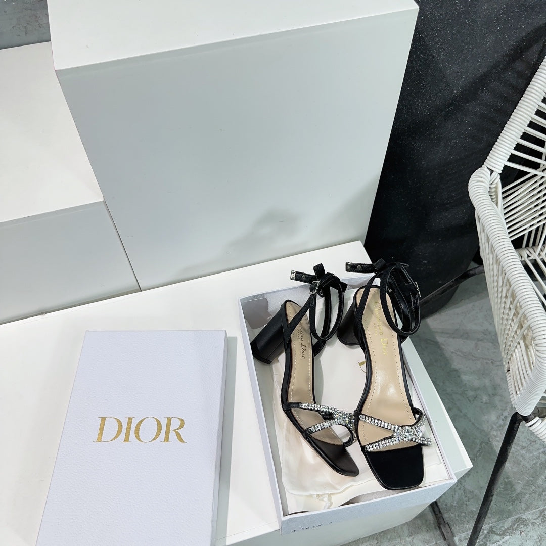 Dior Crystal Bow Ankle-Strap Sandal