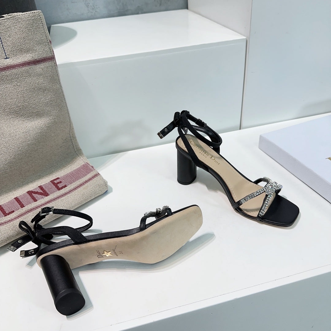 Dior Crystal Bow Ankle-Strap Sandal