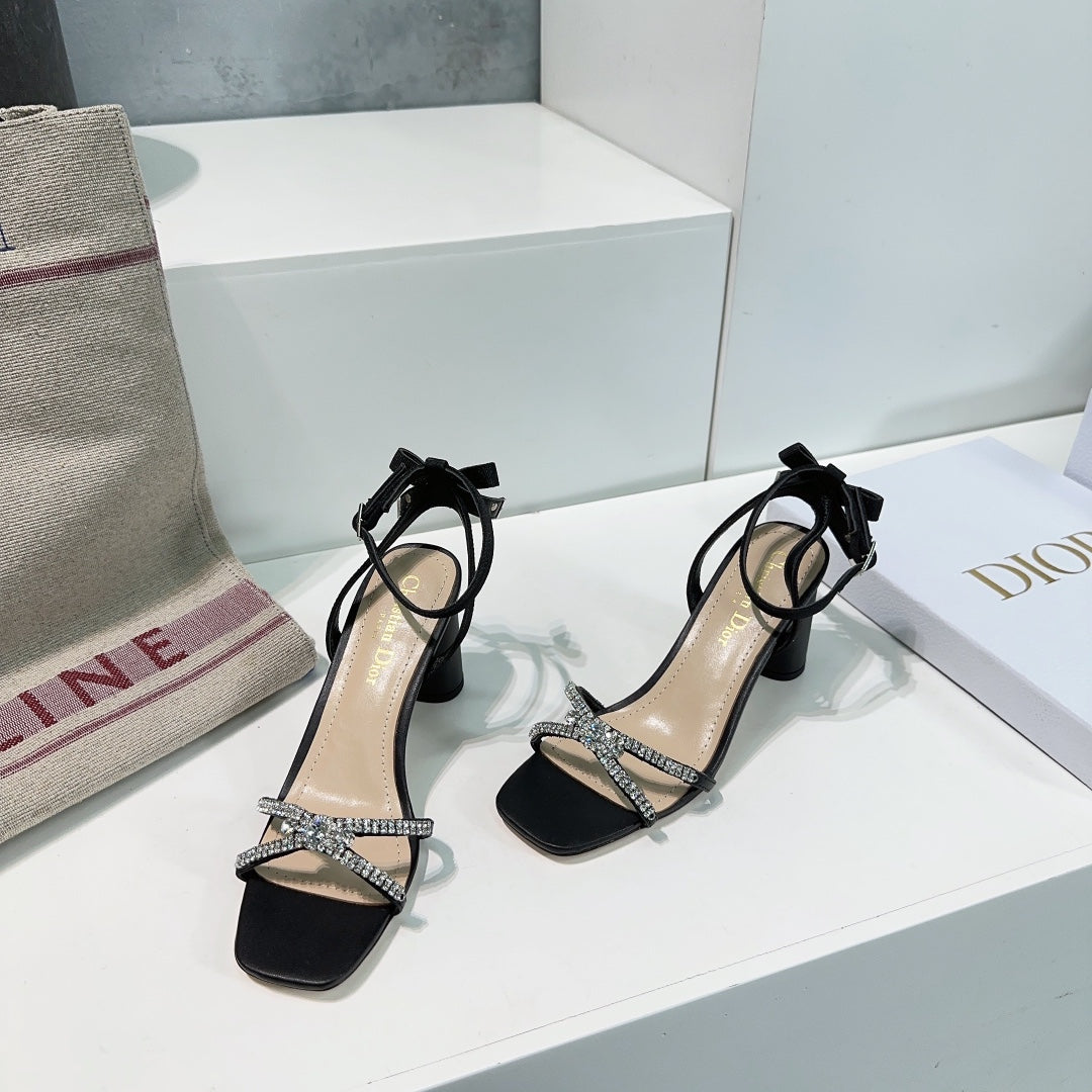 Dior Crystal Bow Ankle-Strap Sandal