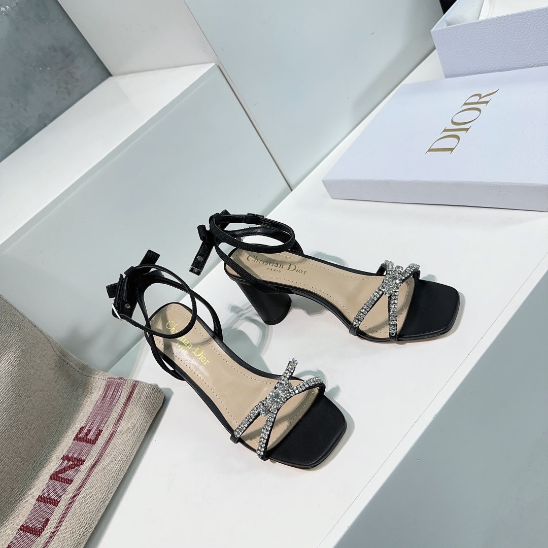 Dior Crystal Bow Ankle-Strap Sandal