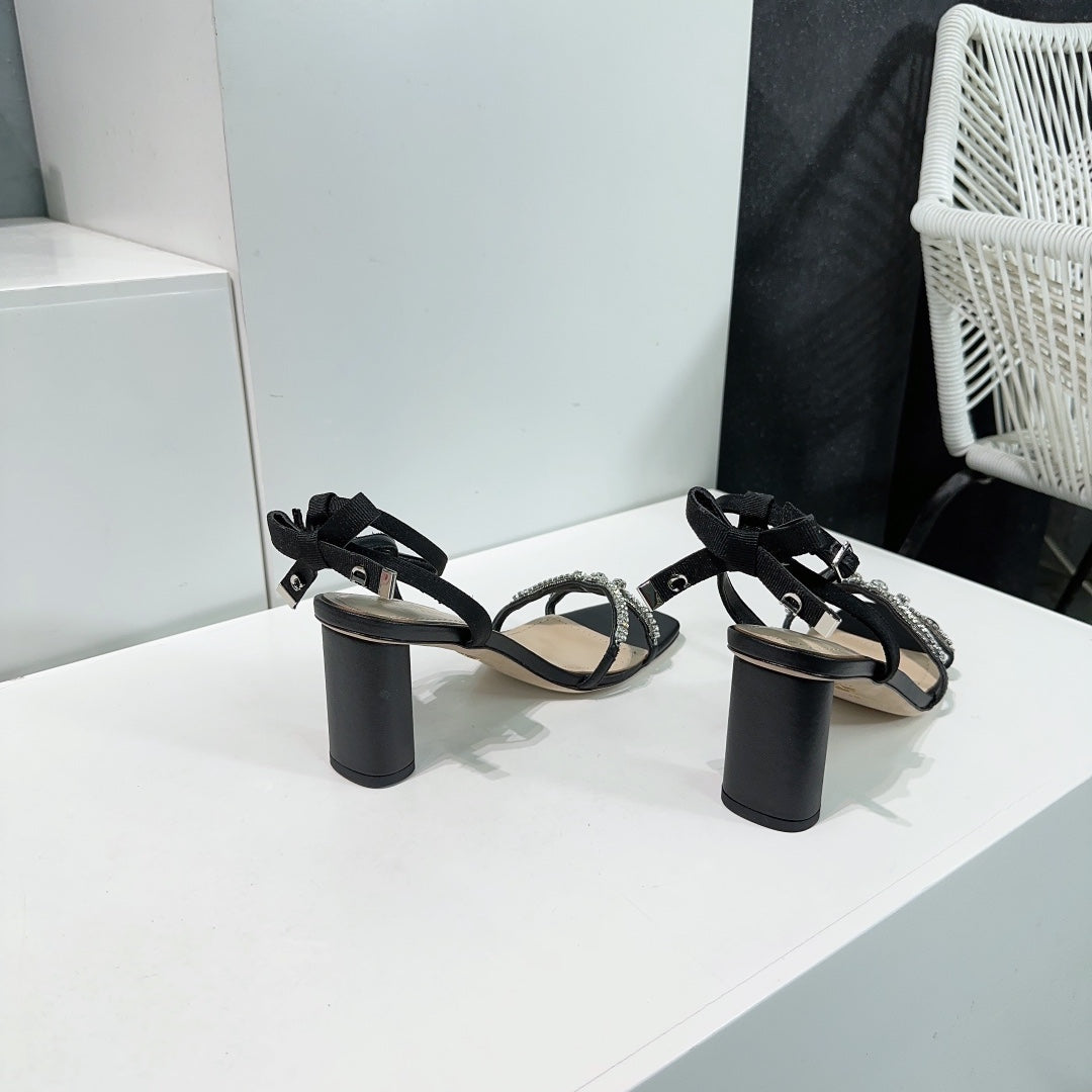 Dior Crystal Bow Ankle-Strap Sandal