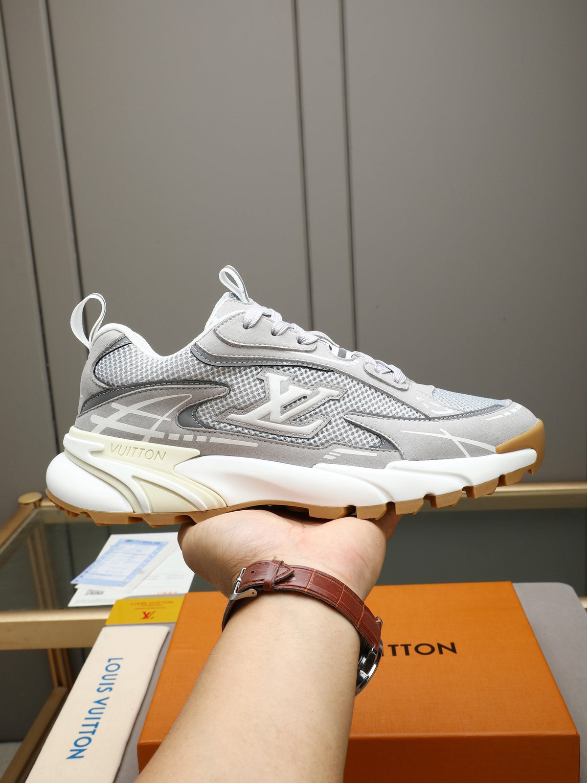 LV Runner Tatic Sneaker (White and Grey)