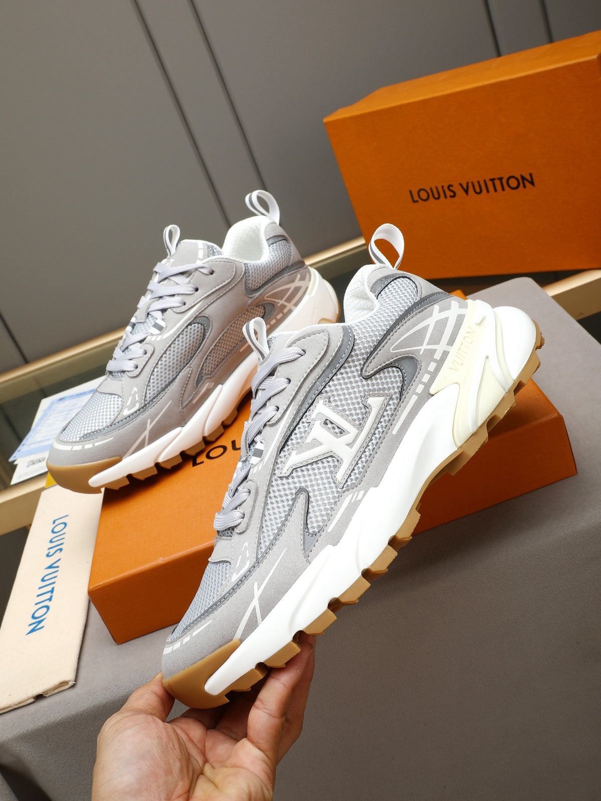 LV Runner Tatic Sneaker (White and Grey)