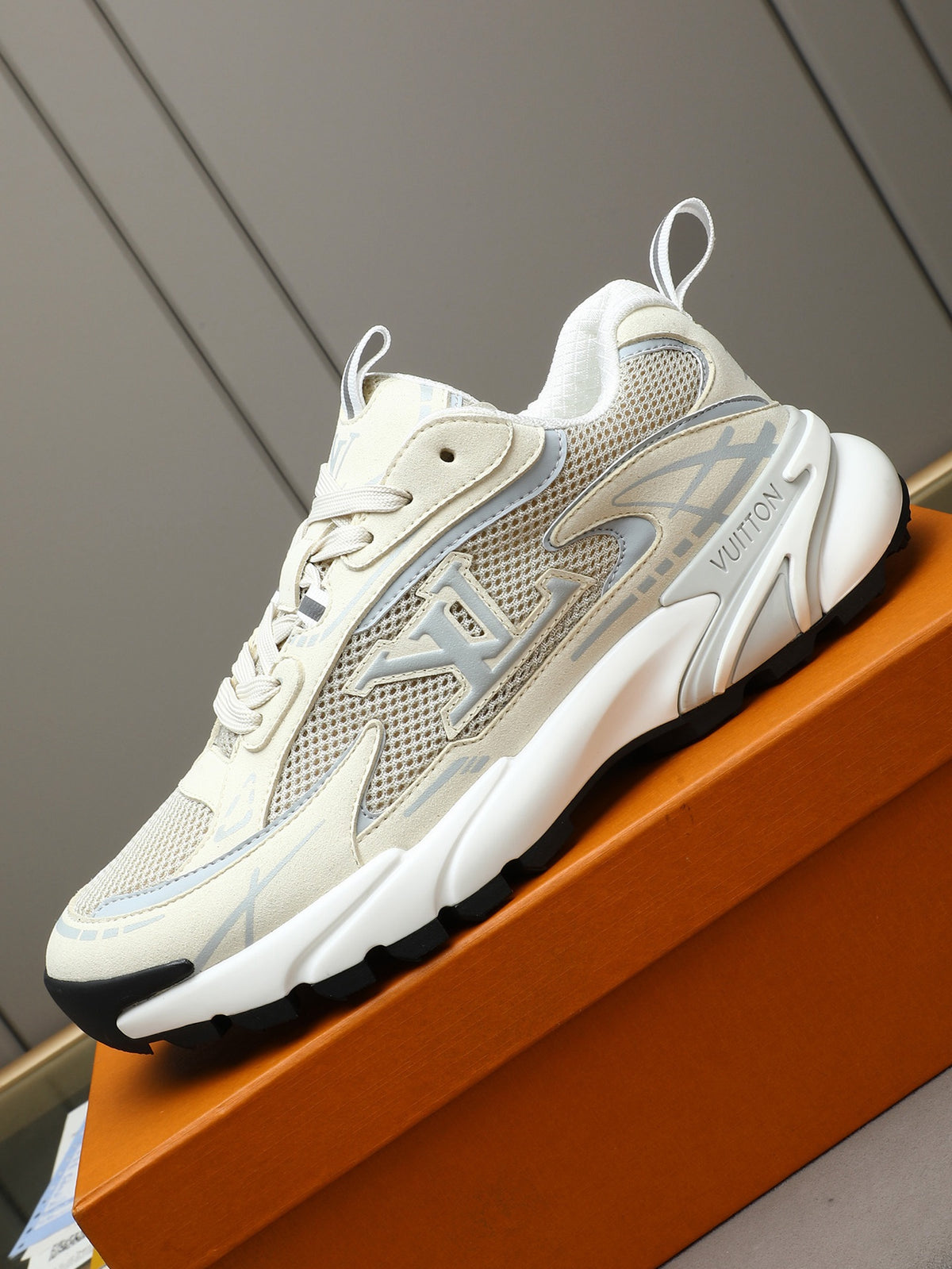 LV Runner Tatic Sneaker (White/Off-white and grey)