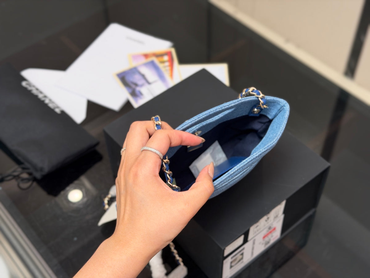 CHANEL Mini Shopping Bag / Mini Tote – Denim Blue