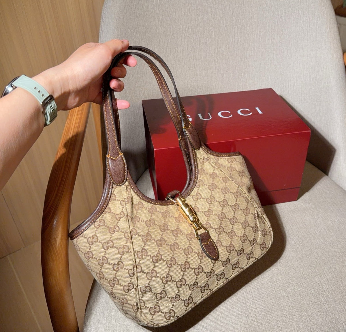 GUCCI JACKIE – GG CANVAS BEIGE / BROWN