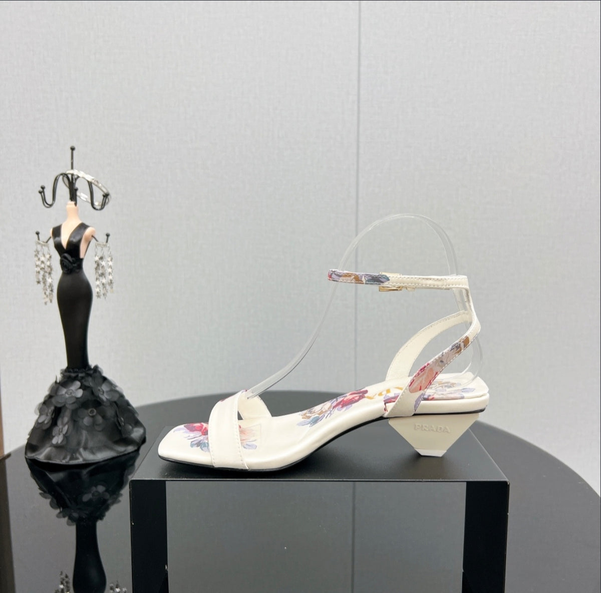 Prada Floral Print Block-Heel Sandal