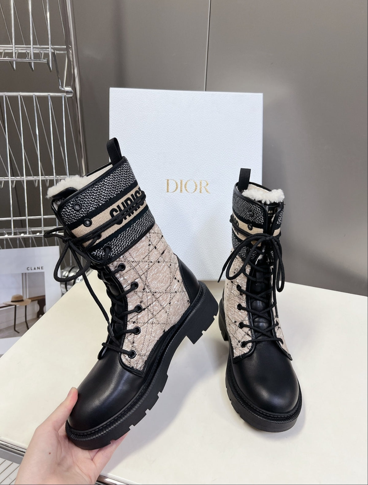 DIOR D-MAJOR BOOT – BEIGE/BLACK CANNAGE