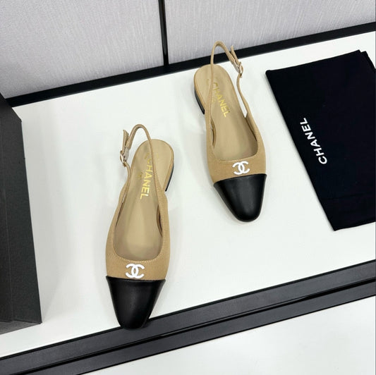 CHANEL CC Cap-Toe Slingback