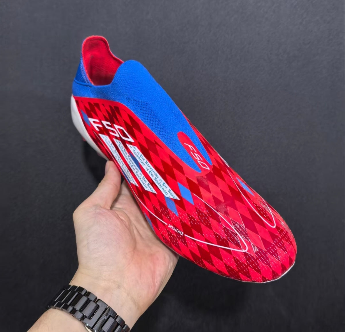 ADIDAS F50 LACELESS – RED / BLUE / WHITE
