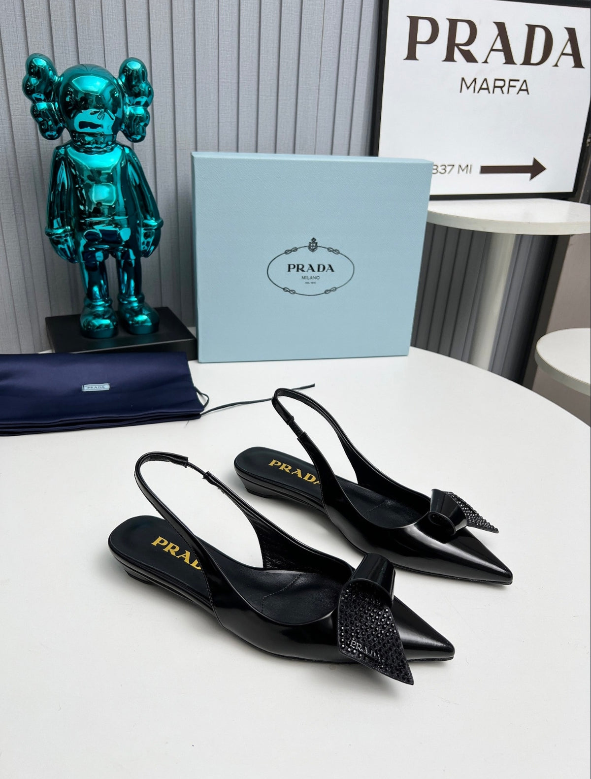 Prada 55mm Crystal-Embellished Slingback Pumps