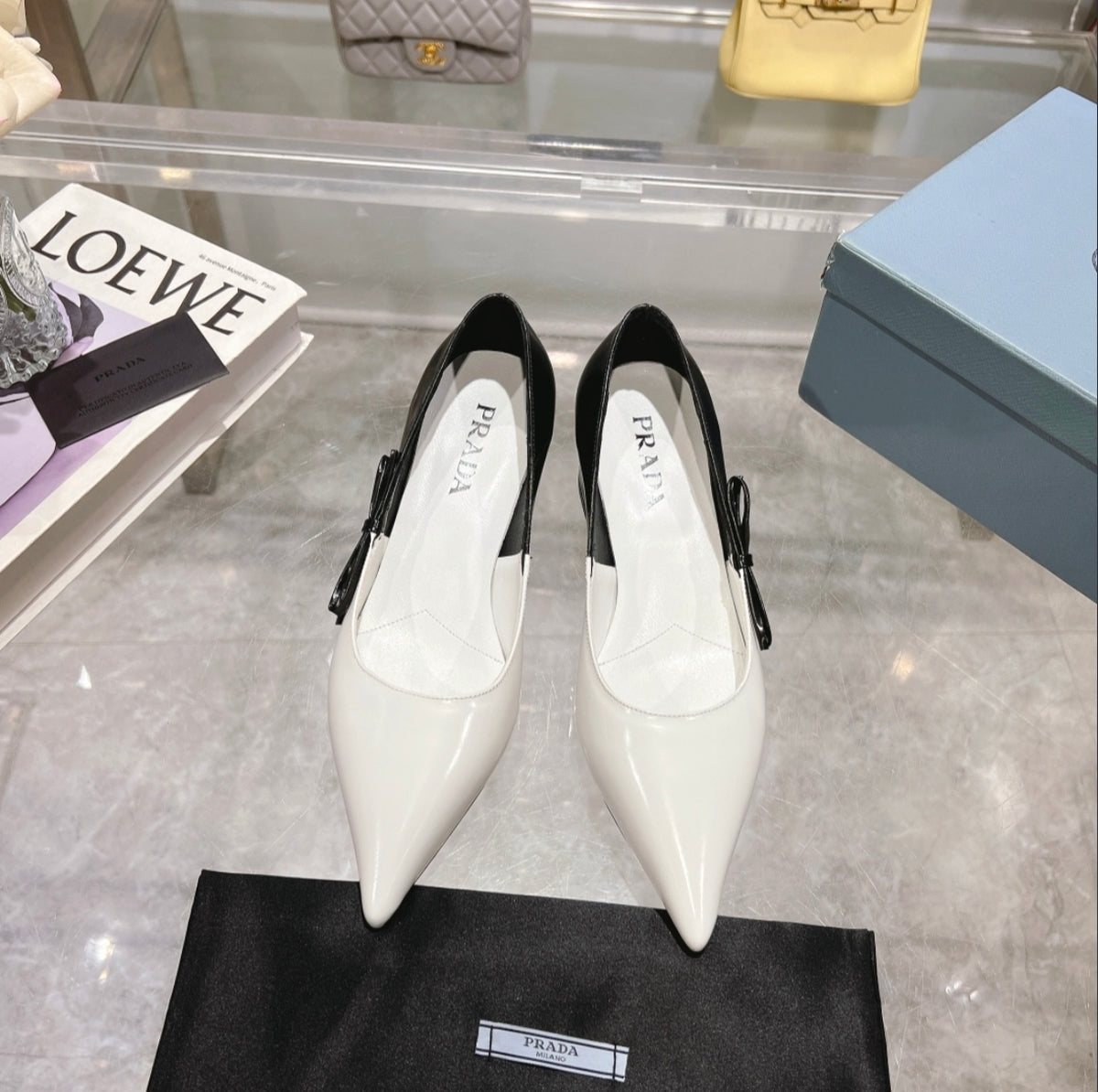 Prada Two-Tone Pointed-Toe Pumps