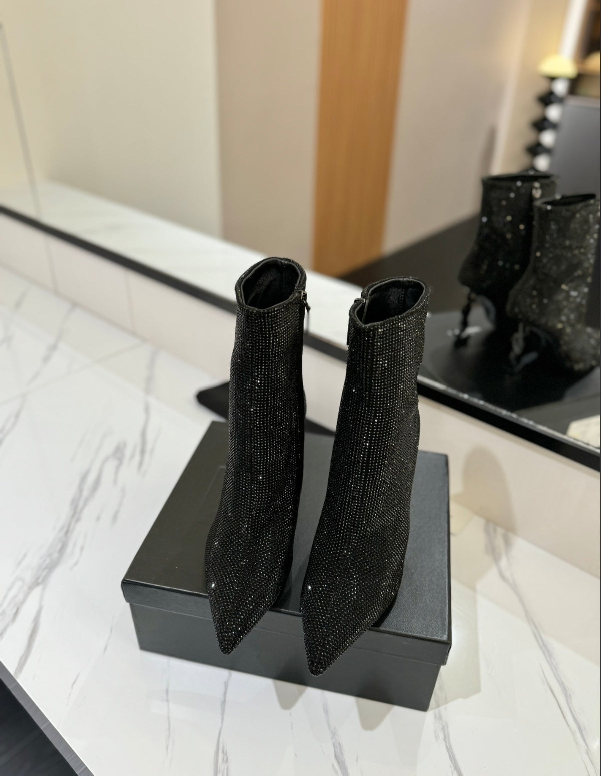Saint Laurent Kiki Crystal-Embellished Ankle Boots