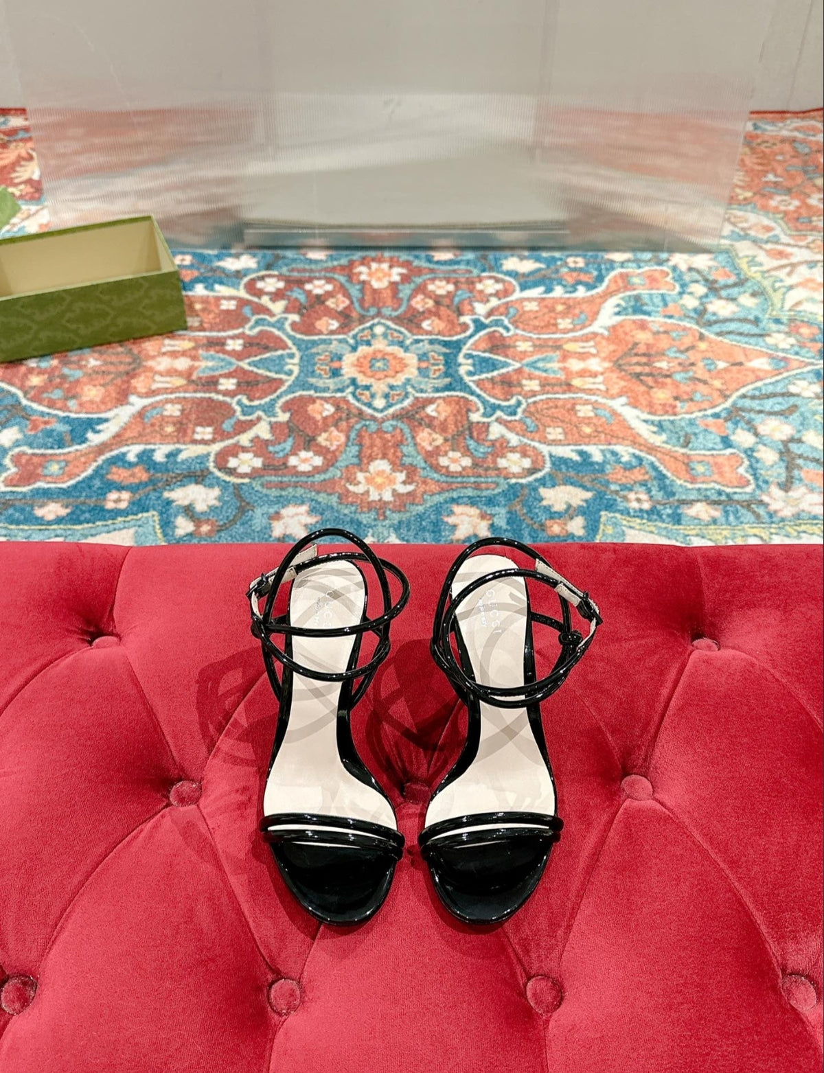 Gucci Black Patent Strappy High-Heel Sandal