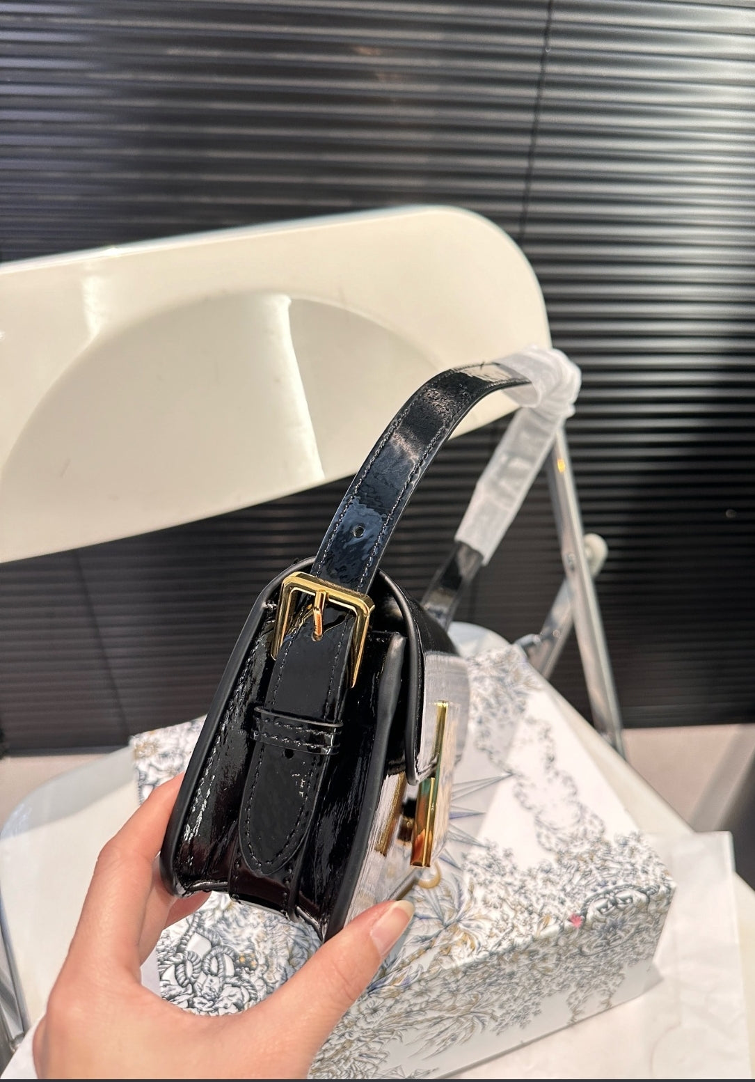 DIOR MISS DIOR FLAP BAG – BLACK PATENT