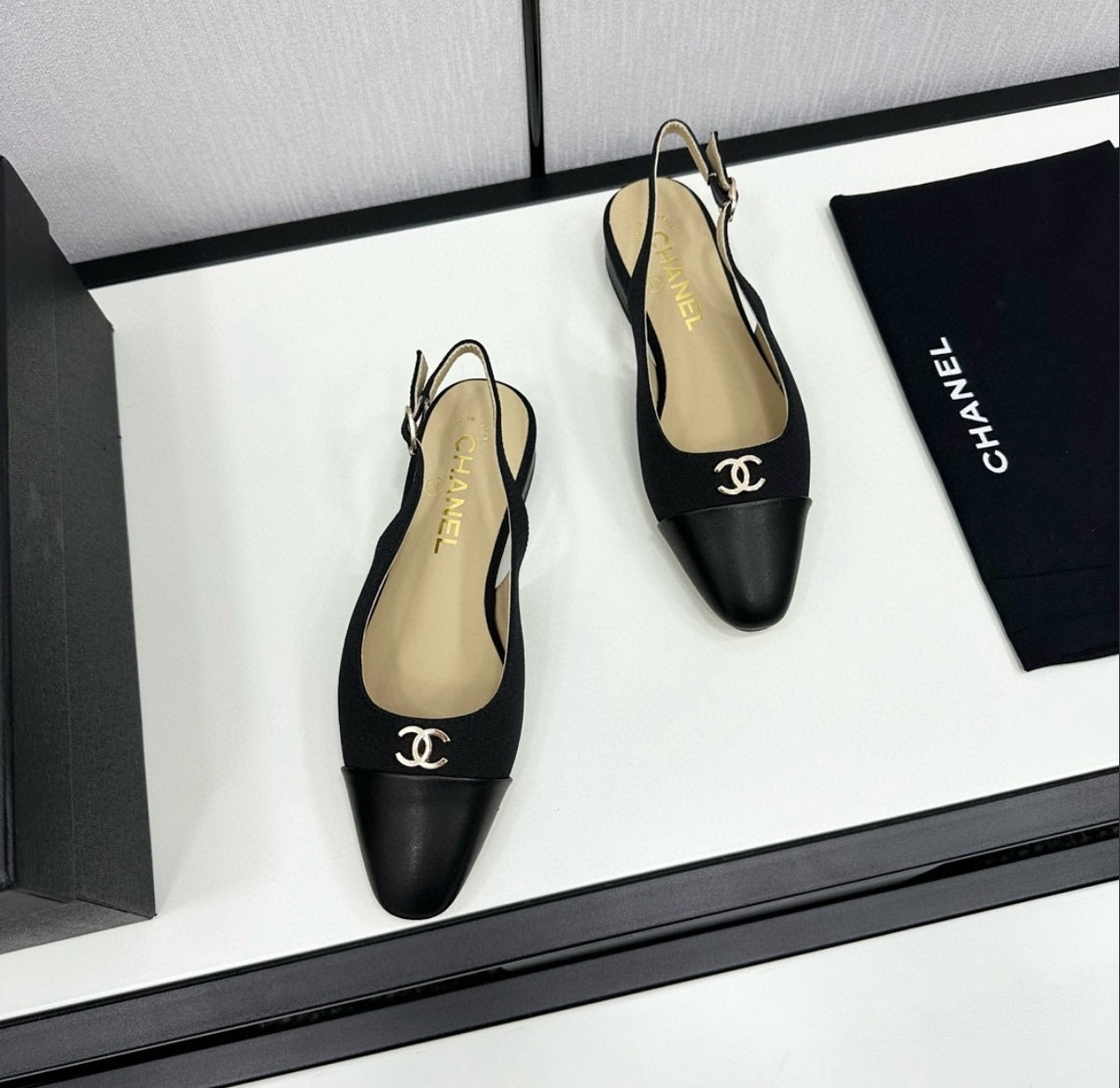 CHANEL CC Cap-Toe Slingback