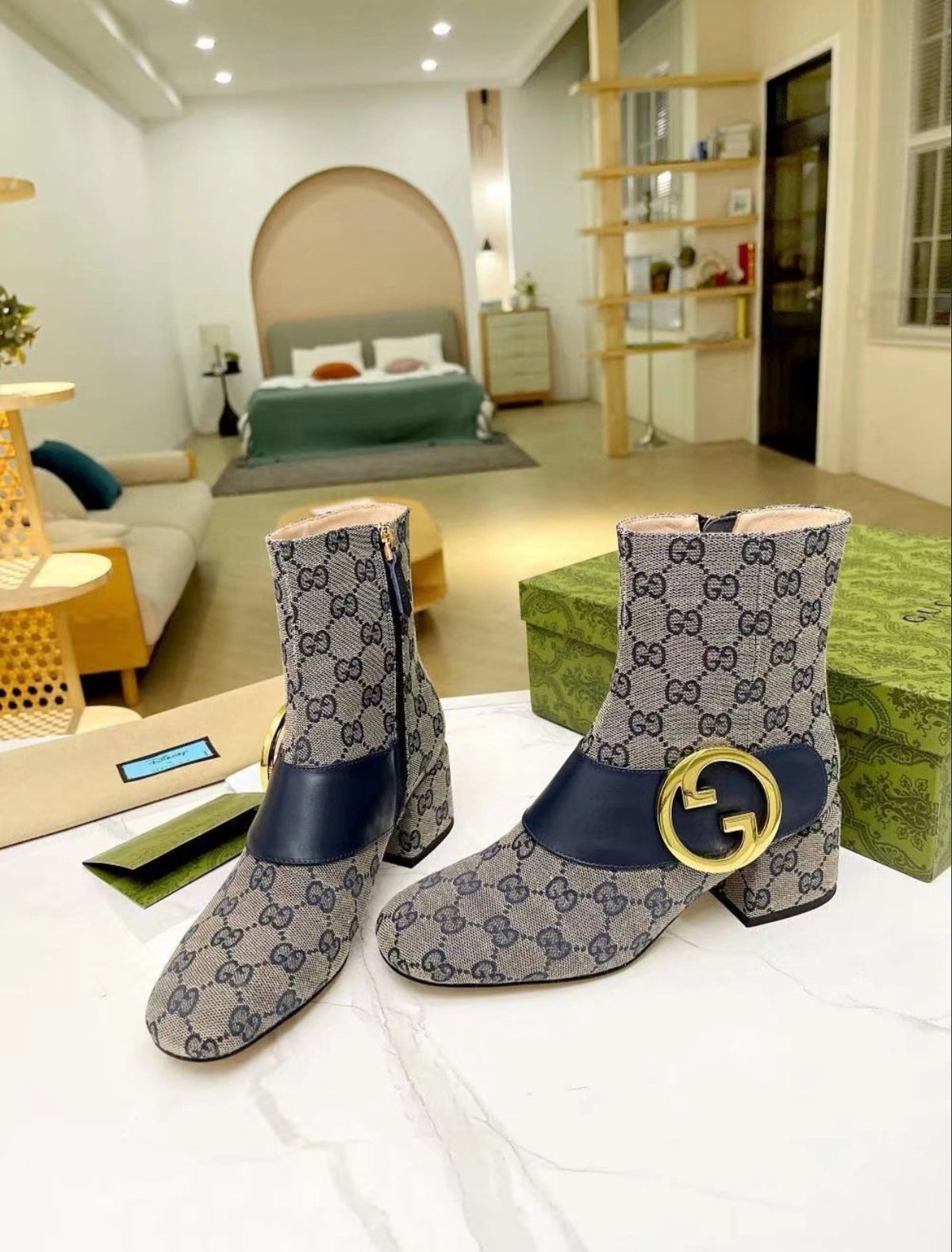 Gucci Double G GG Canvas Ankle Boo