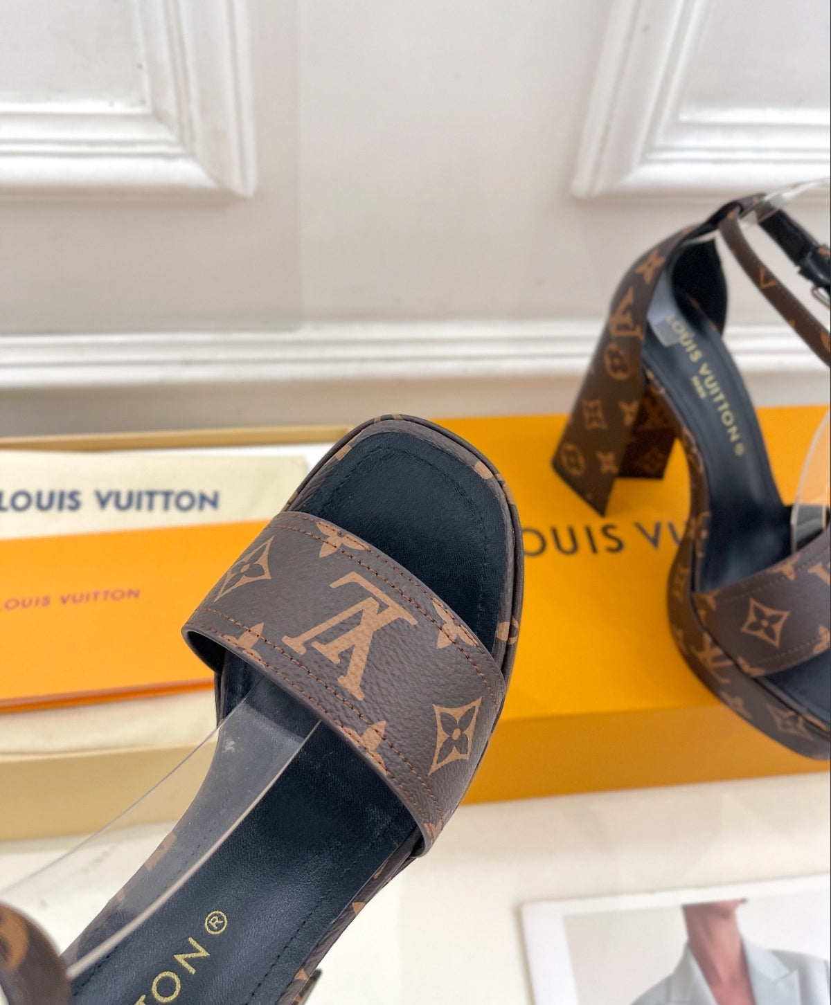 LOUIS VUITTON MONOGRAM PLATFORM SANDALS