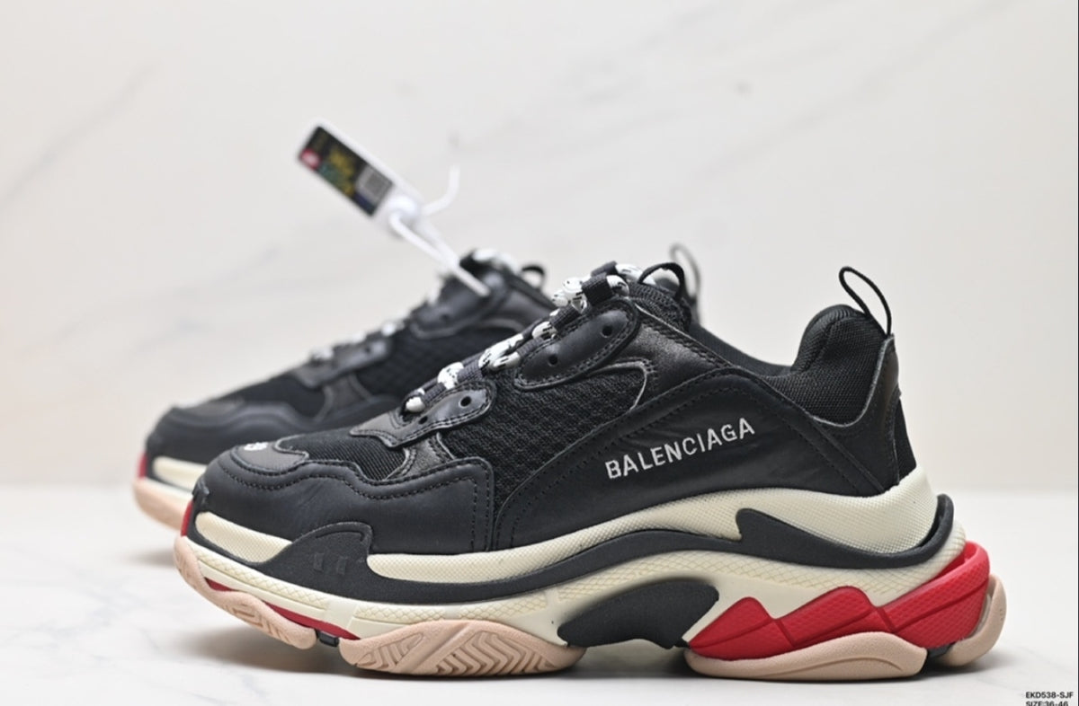 BALENCIAGA TRIPLE S – BLACK / WHITE / RED