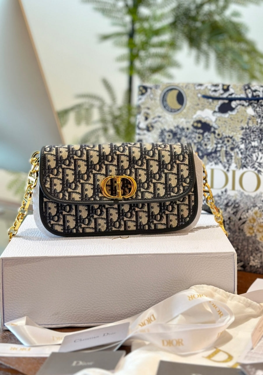 DIOR 30 MONTAIGNE CHAIN BAG – BLUE DIOR OBLIQUE