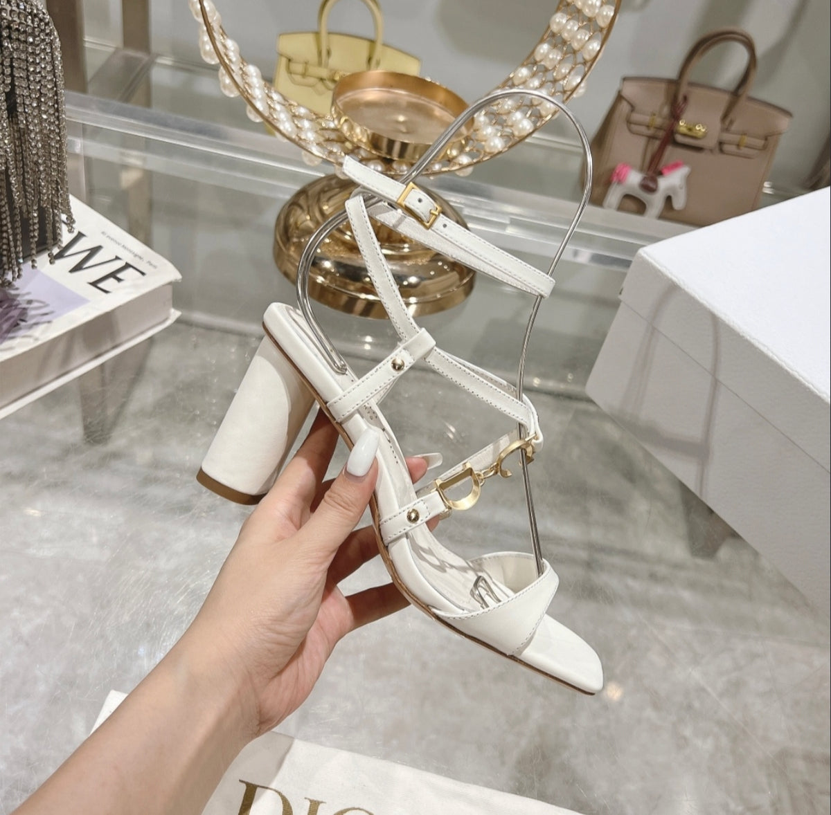 Dior White Strappy Heeled Sandal