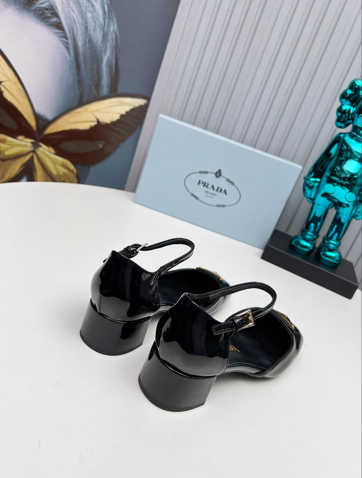Prada Triangle Logo Patent Leather Mary Jane Pumps
