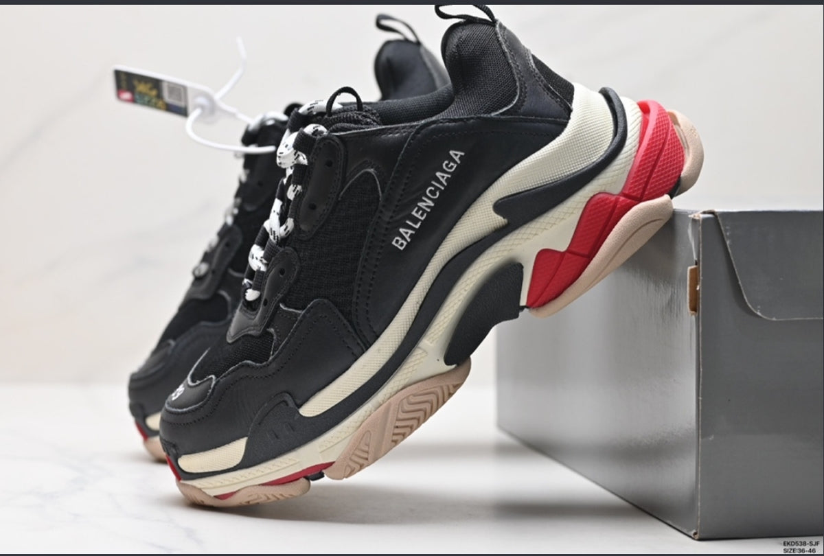 BALENCIAGA TRIPLE S – BLACK / WHITE / RED