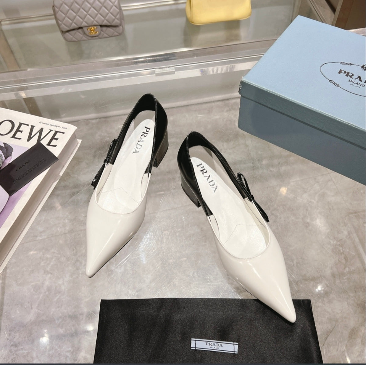 Prada Two-Tone Pointed-Toe Pumps