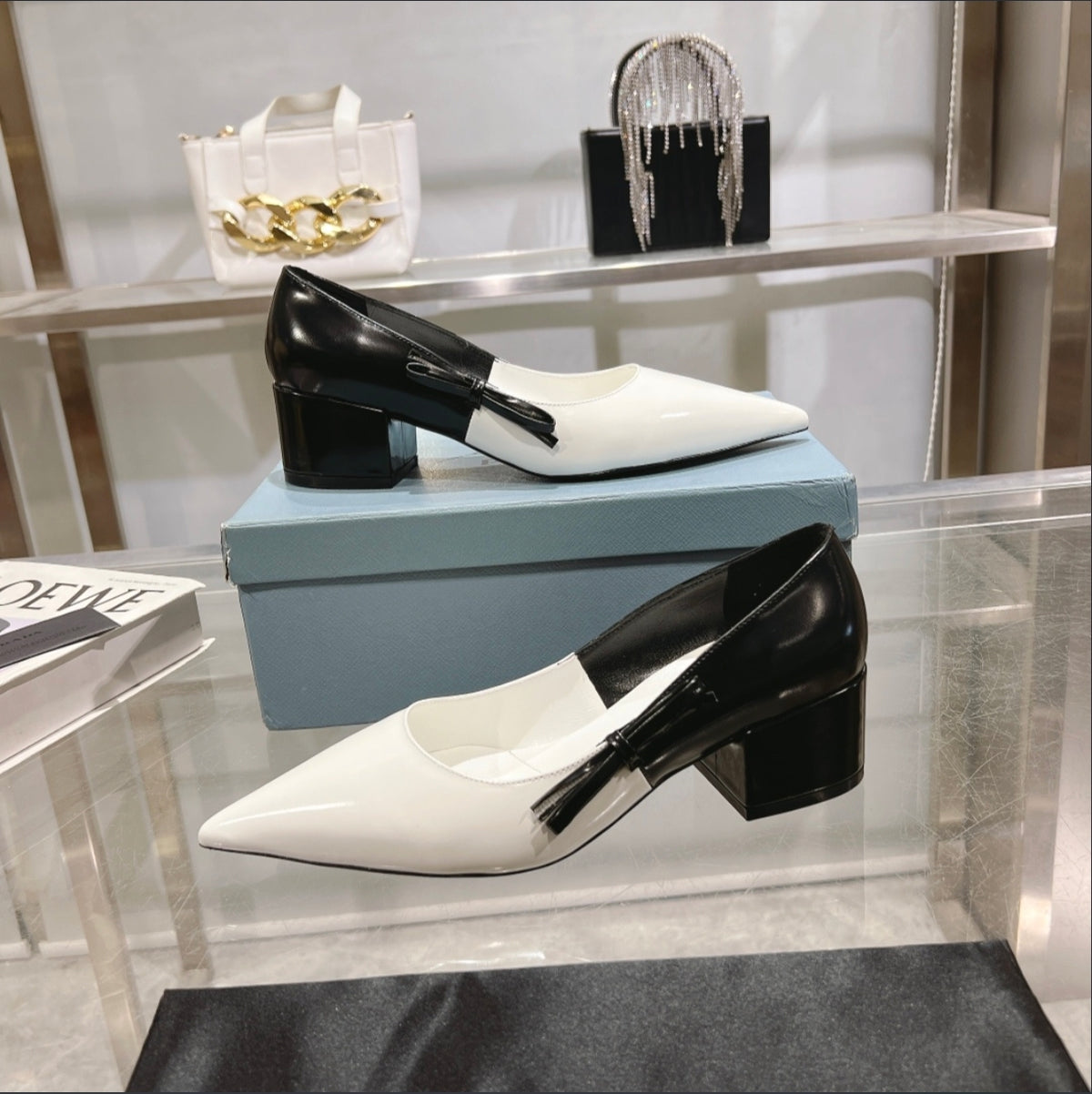 Prada Two-Tone Pointed-Toe Pumps