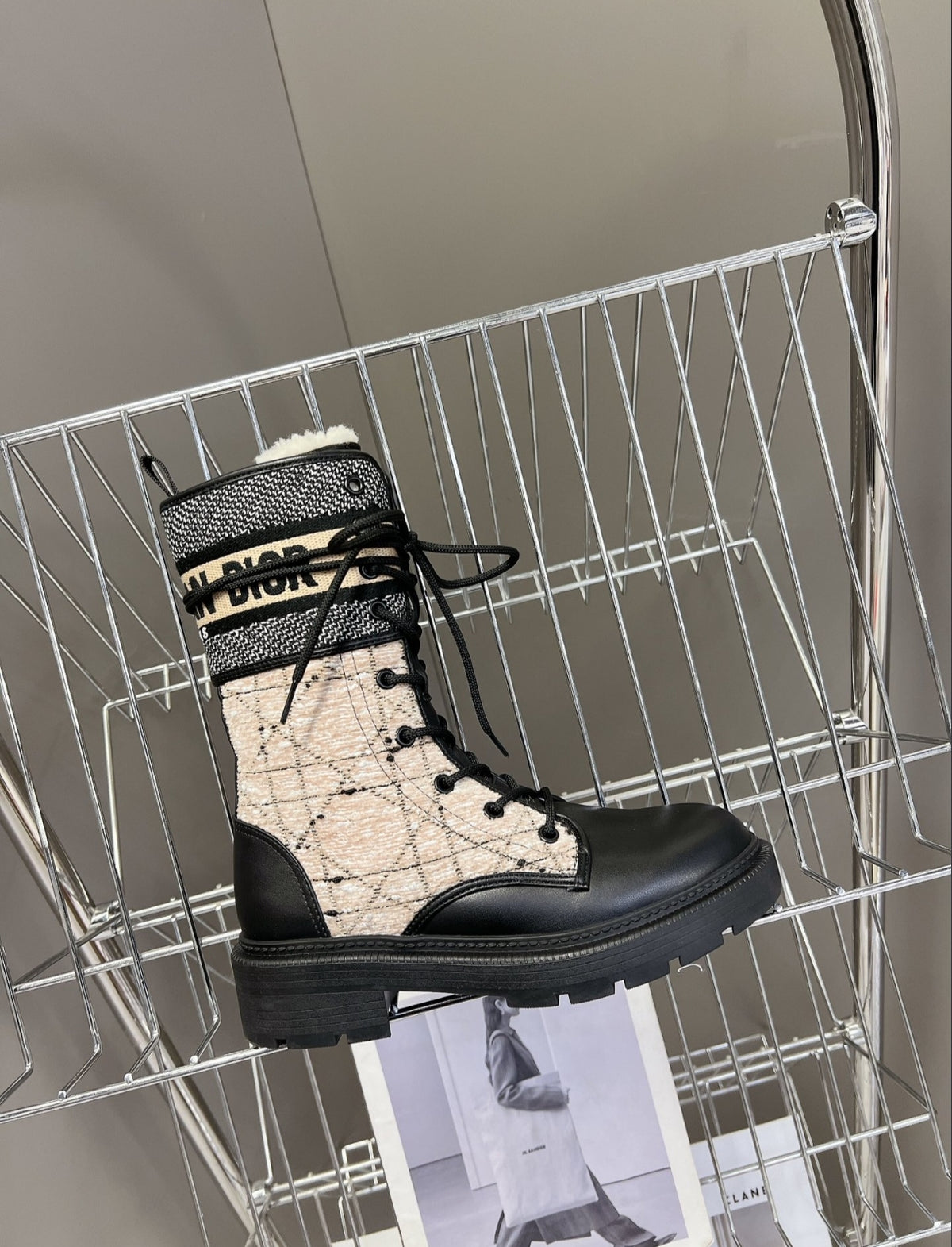 DIOR D-MAJOR BOOT – BEIGE/BLACK CANNAGE
