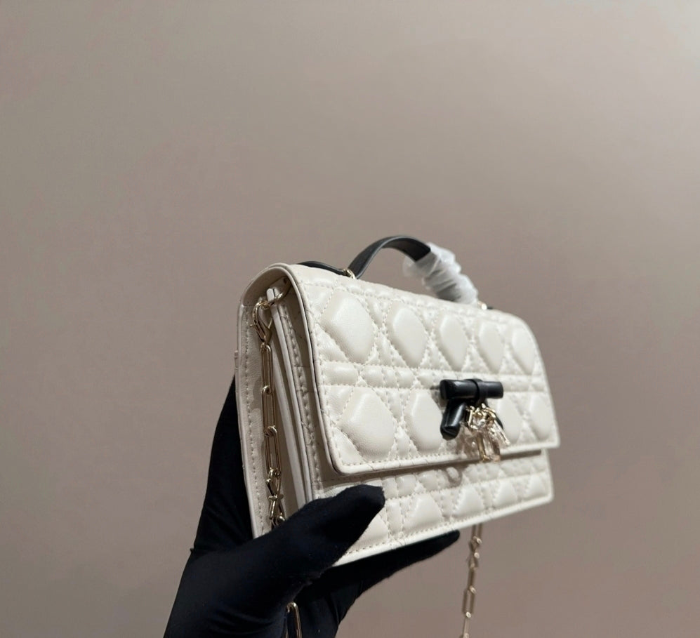 MY DIOR MINI BAG – WHITE / BLACK BOW