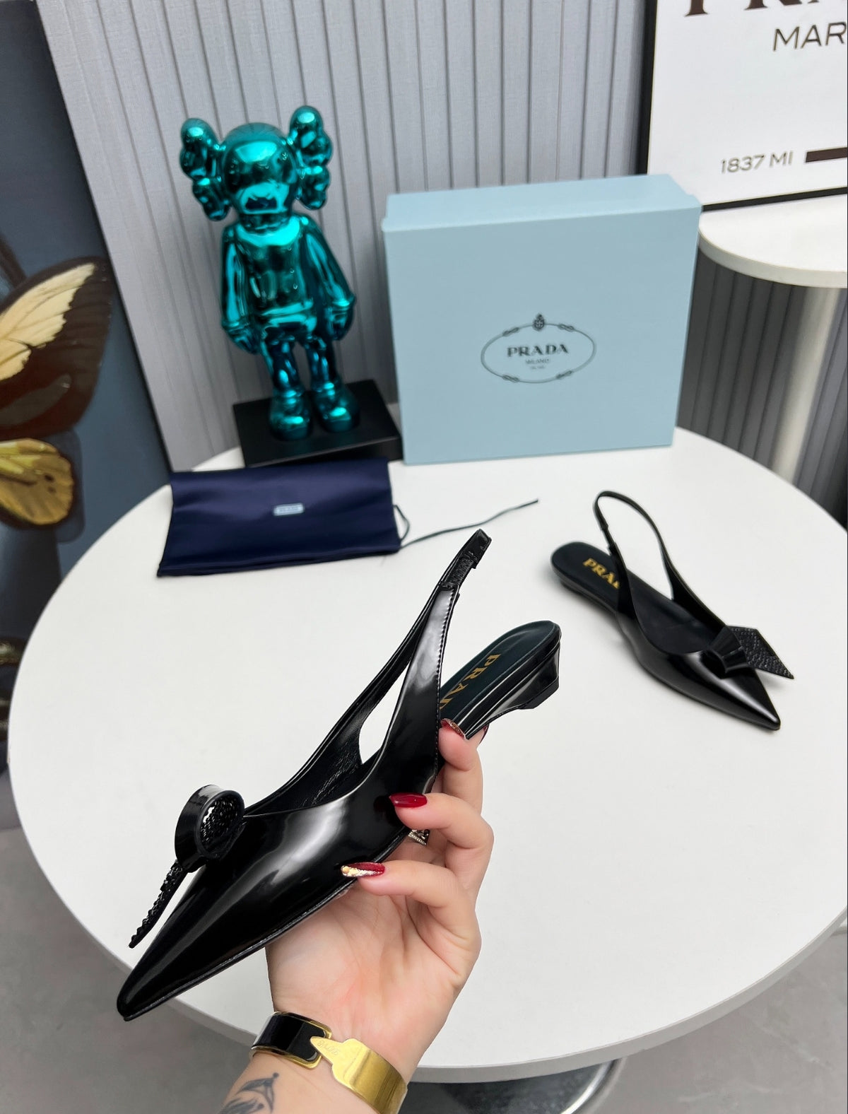 Prada 55mm Crystal-Embellished Slingback Pumps