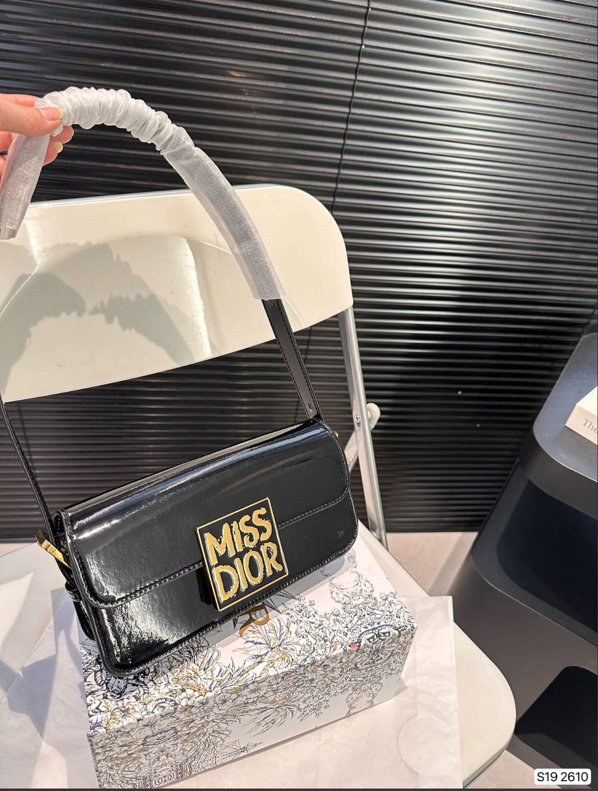 DIOR MISS DIOR FLAP BAG – BLACK PATENT