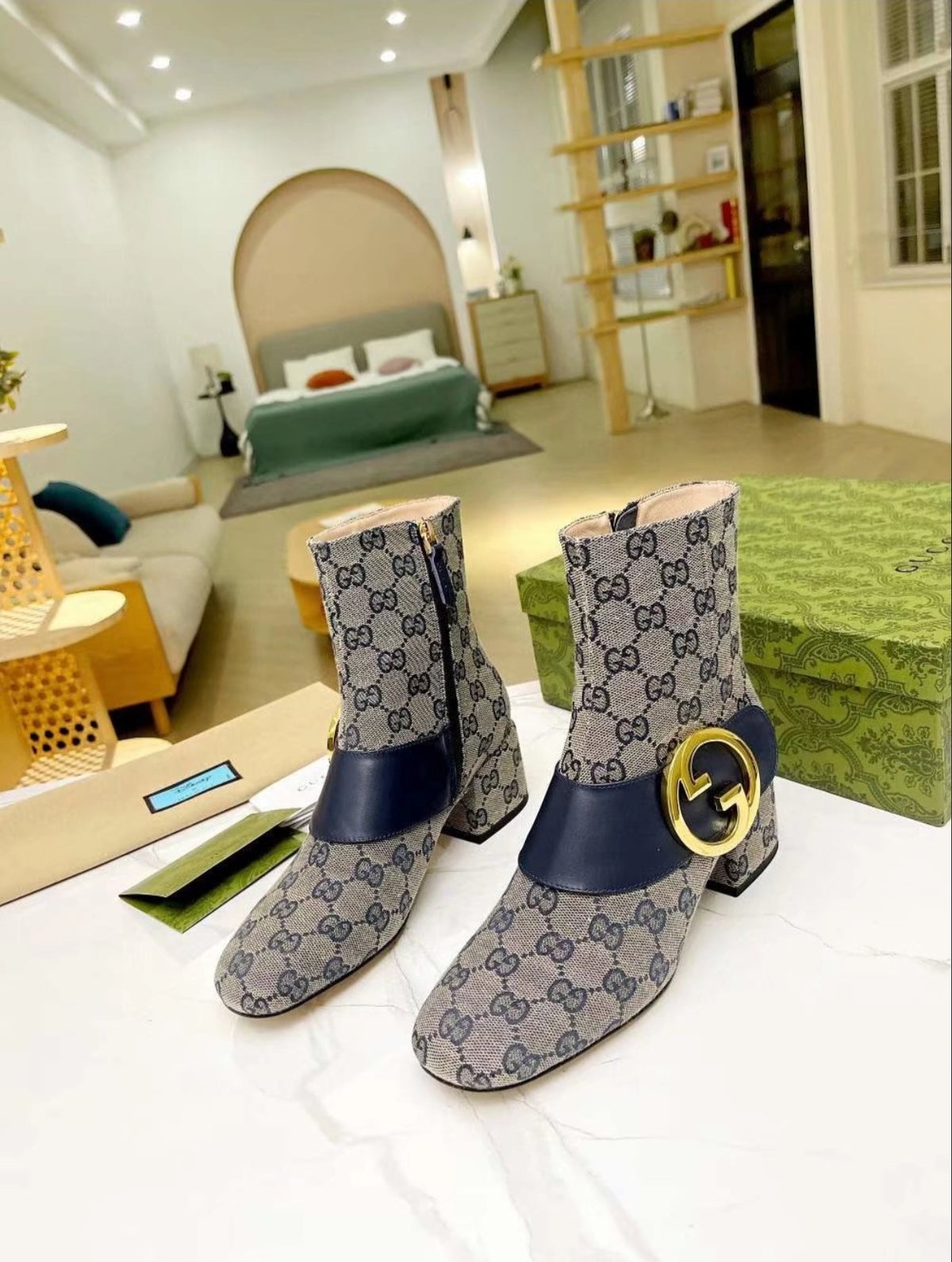 Gucci Double G GG Canvas Ankle Boo
