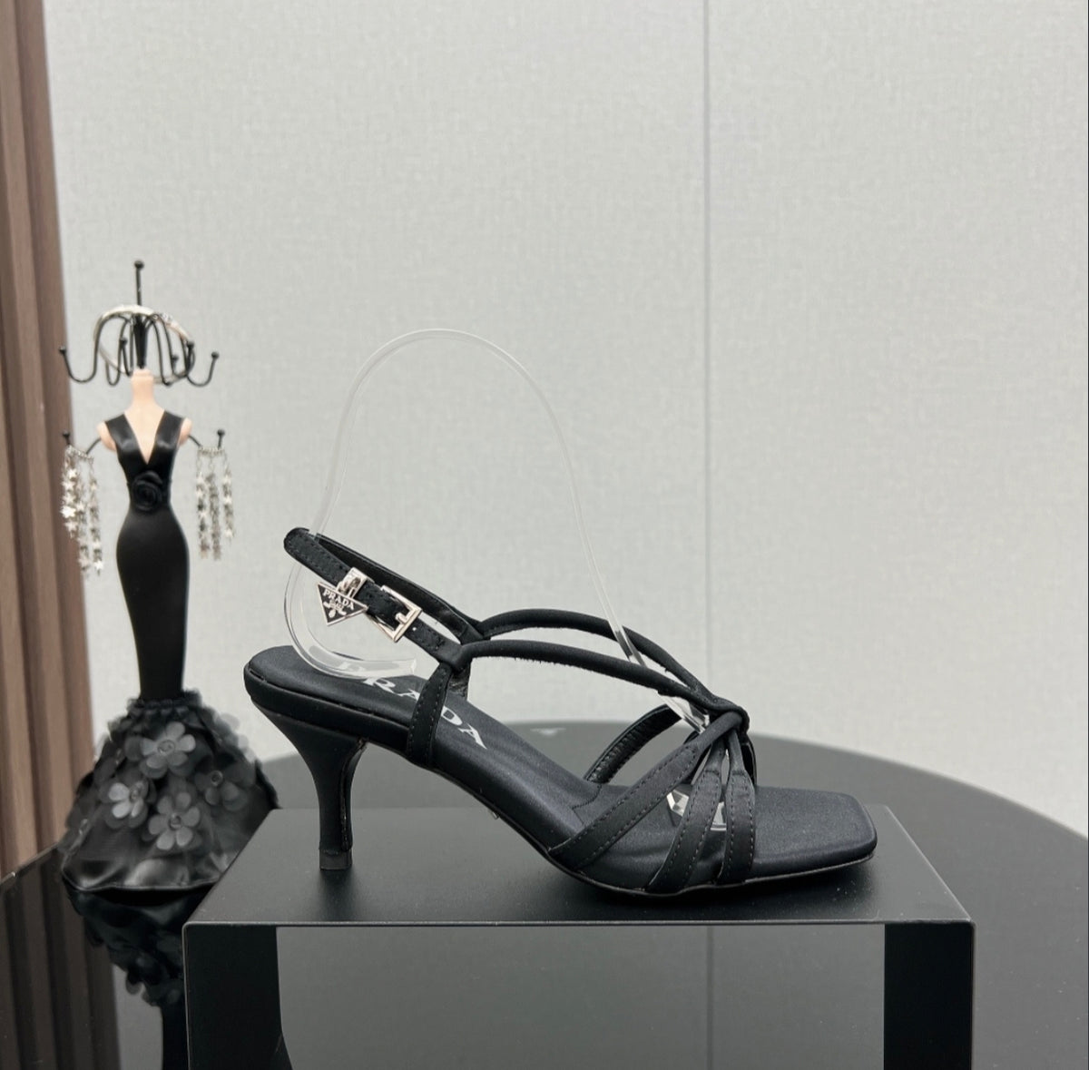Prada Satin Bow Strappy Sandals