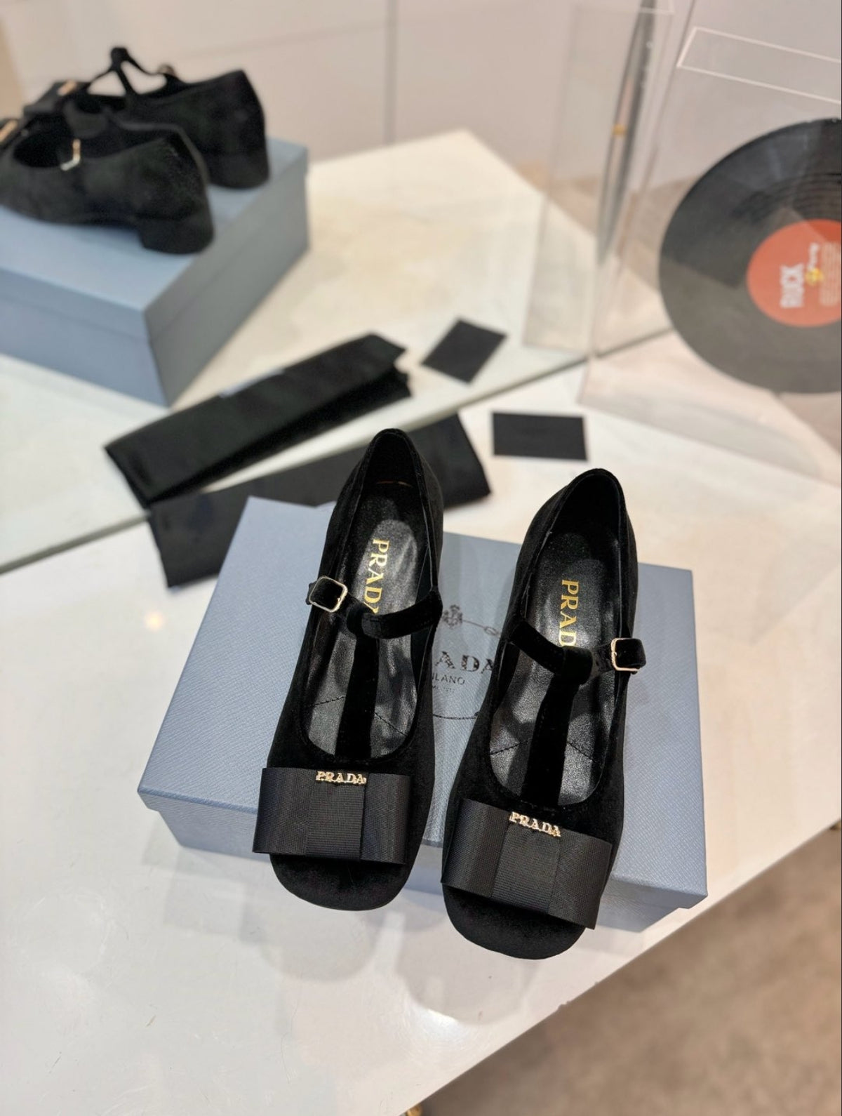 PRADA Velvet Mary Jane with Bow