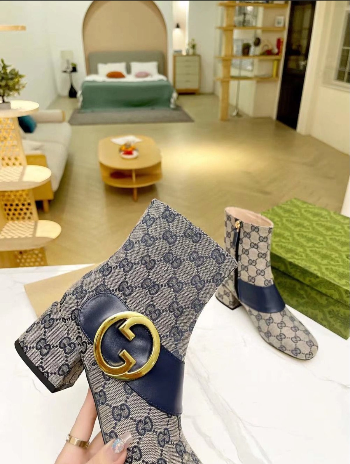 Gucci Double G GG Canvas Ankle Boo